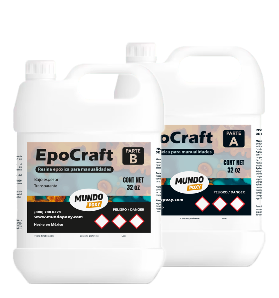 MUNDOPOXY EPOCRAFT- Resina para Manualidades-Kit de 0.5 Gal (1.9 Lt)