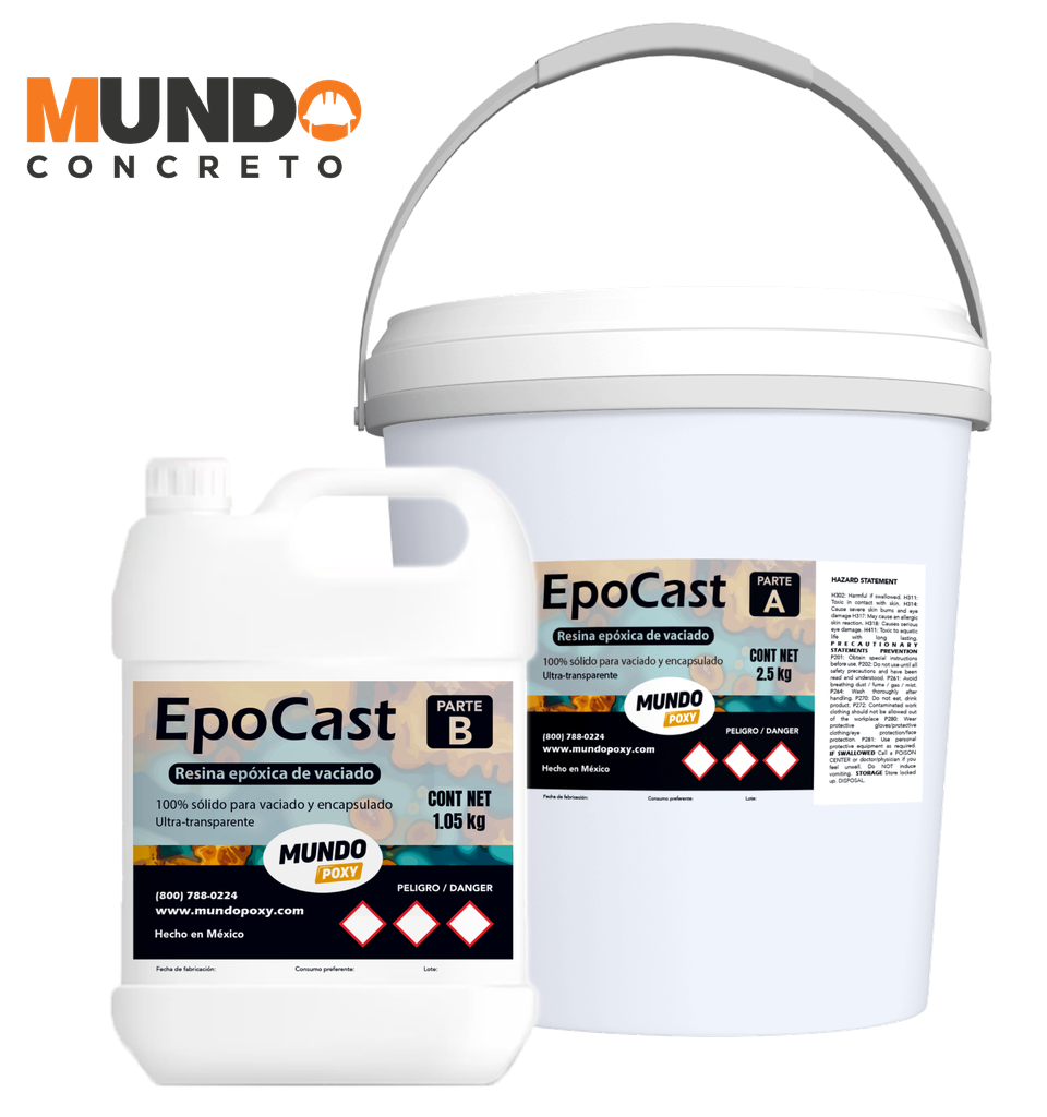 MUNDOPOXY EPOCAST-  Resina Ultra-Transparente para Vaciado- Kit de 3.55 kg
