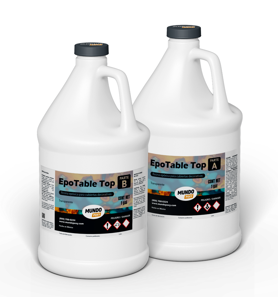 MUNDOPOXY EPOTABLE TOP- Resina para Mesas y Cubierta​s- Kit de 2 gal ( 7.57 lt)