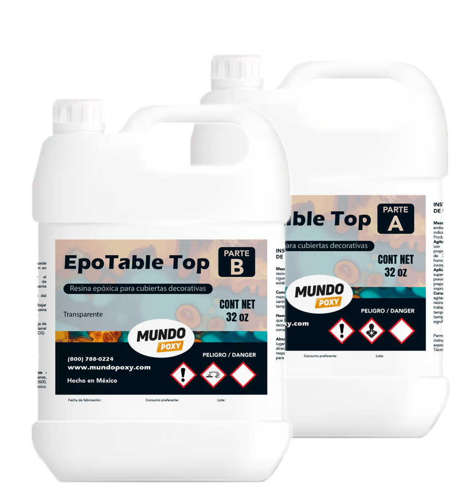 MUNDOPOXY EPOTABLE TOP- Resina para Mesas y Cubierta​s- Kit de 0.5 gal ( 1.89 lt)