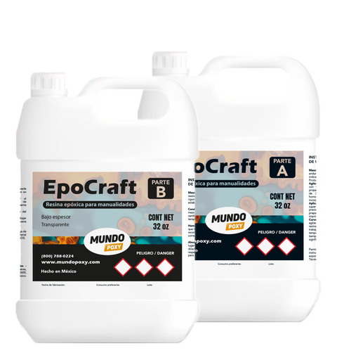 MUNDOPOXY EPOCRAFT- Resina para Manualidades-Kit de 0.5 Gal (1.9 Lt)