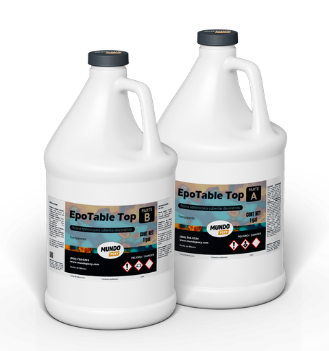 MUNDOPOXY EPOTABLE TOP- Resina para Mesas y Cubierta​s- Kit de 2 gal ( 7.57 lt)